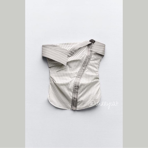 Zara NWT Striped Strapless Fold over Top - Picture 9 of 14